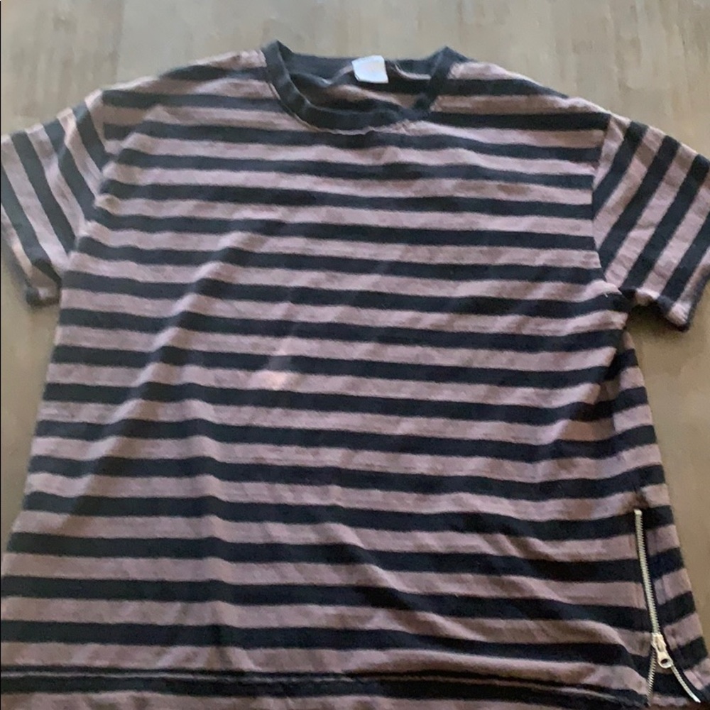 Urban Outfitters Striped Zipper Tee
